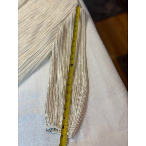 Vintage Pierre Labiche Cream Pleated Dress with Lace Detail Size 10 - Picture 9 of 15